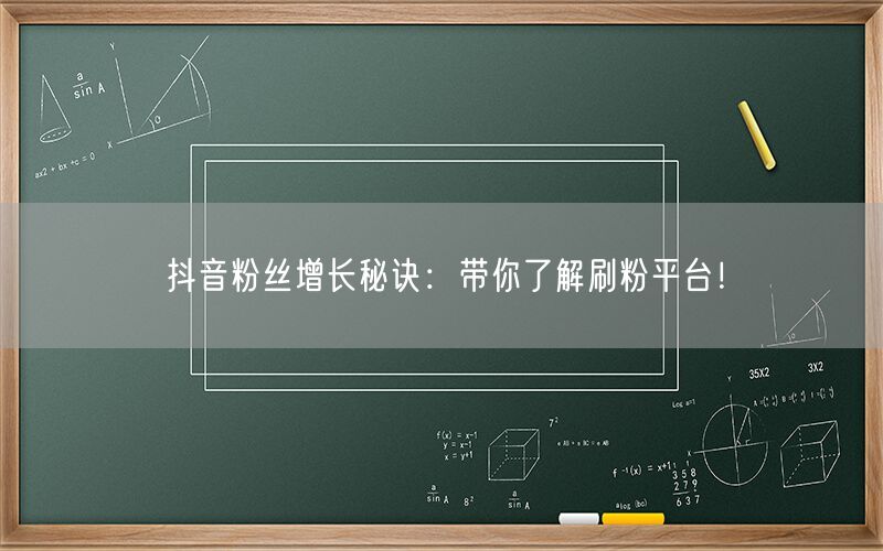 抖音粉丝增长秘诀：带你了解刷粉平台！